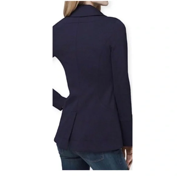 White House Black Market Fitted Knit Blazer • Navy Blue • Sz 8 • EUC - Picture 4 of 13